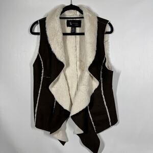 Sisters Outerwear Faux Suede Sherpa Vest Sz Medium Brown Penny Lane Mob Wife
